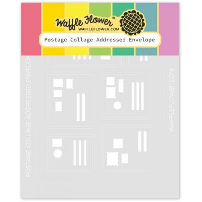 Waffle Flower Stencil - Postage Collage Addressed Envelope